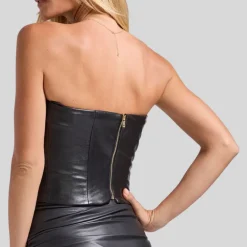 Vegan Leather Bustier - Black