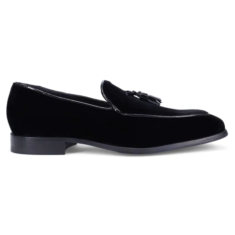 Velvet Tassel Loafer - Black