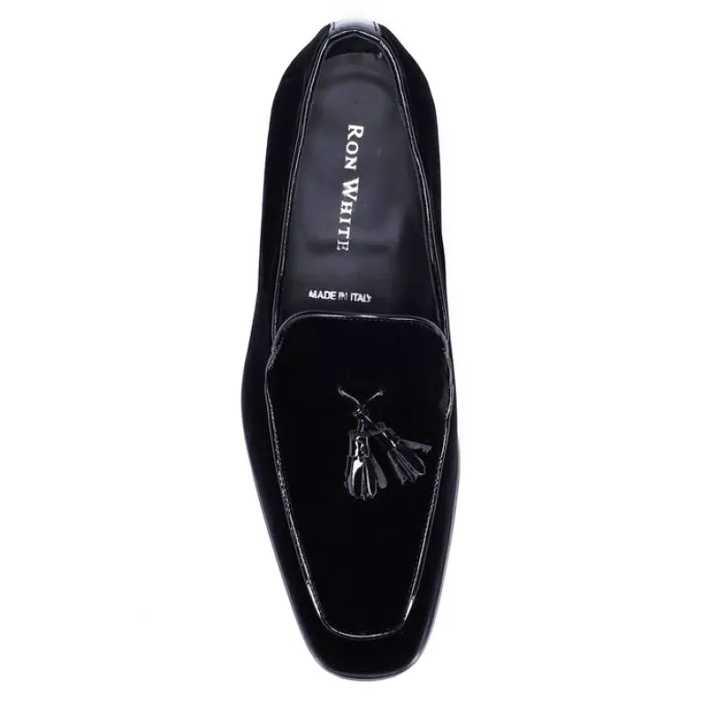 Velvet Tassel Loafer - Black