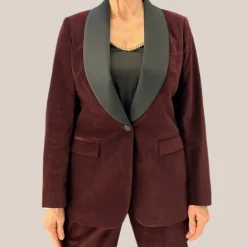Velvet Tuxedo Jacket - Burgundy