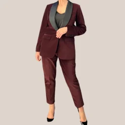 Velvet Tuxedo Jacket - Burgundy
