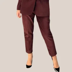 Velvet Tuxedo Pants - Burgundy