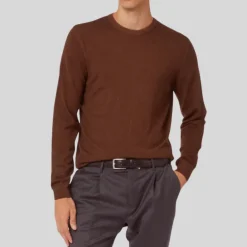 Washed Merino Crew Knit Sweater - Rust