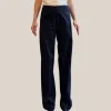 Wide Leg Cotton Pants - Navy