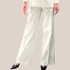 Wide Leg Cotton Pants - White