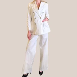 Wide Leg Cotton Pants - White