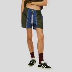 Wide Stripe Swim Shorts - Blue/Army