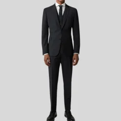 Wool Stretch Blend Blazer - Black