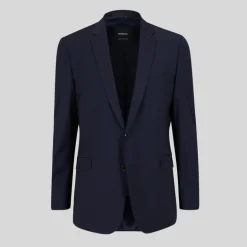 Wool Stretch Blend Blazer - Navy