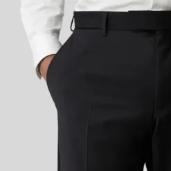 Wool Stretch Blend Slim Fit Dress Pant - Black